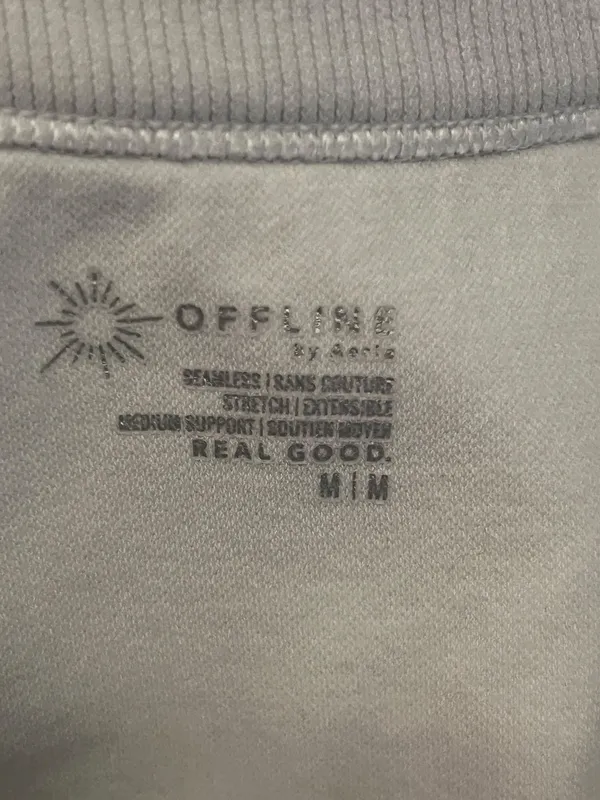 OFFLINE By Aerie Sports Bra Womens Medium White Seamless Racerback Crop Stretch - Image 6