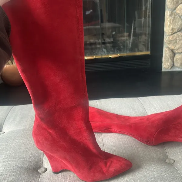 Kate Spade Women's Red Suede Boots Size 7 - Image 4