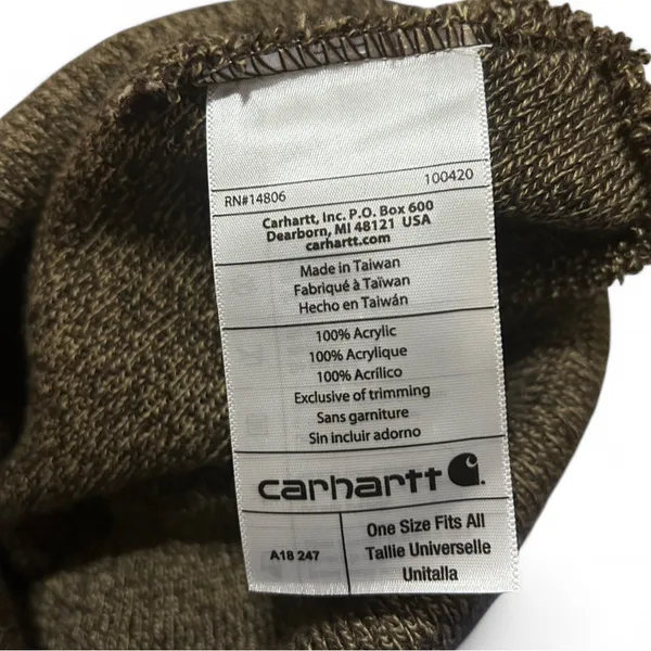 Carhartt Marled Brown Acrylic Watch Hat Beanie Cuffed Logo Unisex - Image 4