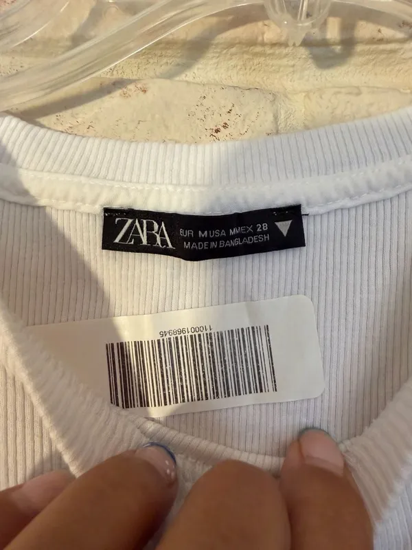 Zara White Ribbed Bodysuit with Poplin Ruffle Sleeves Size M - Image 2