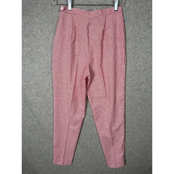 Vintage Express Compagnie‎ 90s Womens 5/6 Pants High Waisted Red White Tapered - Image 2
