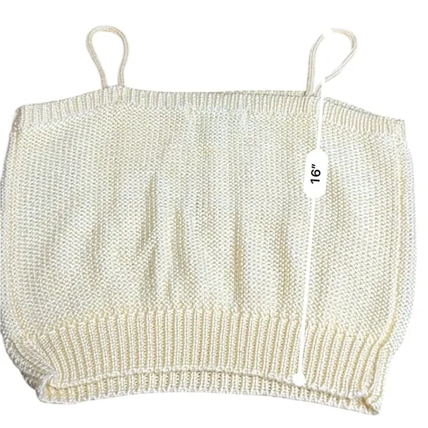 Unique Vintage 90s Vintage E.V. Ltd Pale Yellow Cable Knit Cami Top Acrylic Sweater Tank Med - Image 7
