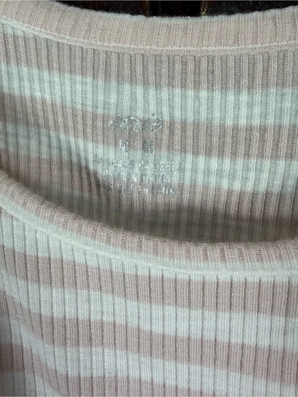 Striped Ribbed Tie-Hem Tank Top in Light Pink & White - Image 4