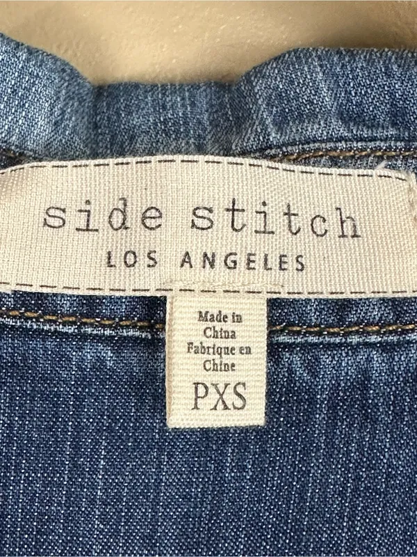 Side Stitch Los Angeles PXS Lyocell Chambray Tunic 3/4 Sleeve Shirt Oversized - Image 2