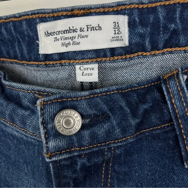 Abercrombie & Fitch Curve Love Vintage Flare High Rise Jeans 31/12 SHORT - Image 2
