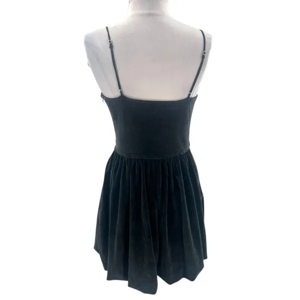 Abercrombie Fitch Soft Velvet Spaghetti Bubble Hem Mini Dress Black‎ sz M - Image 2