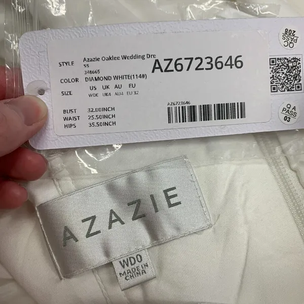 Azazie Oaklee Wedding Dress Womens WD0 White One Shoulder Sleeveless Gown‎ NWT - Image 6