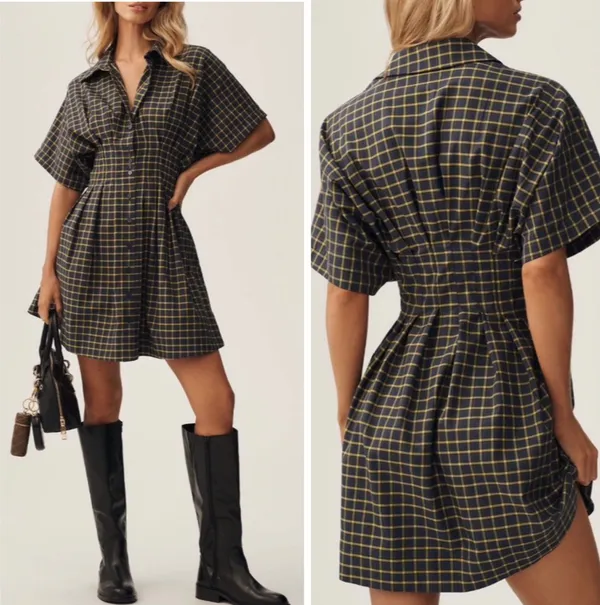 Anthropologie The Tobie Plaid Mini Shirt Dress by Exquise, Size LP - Image 2