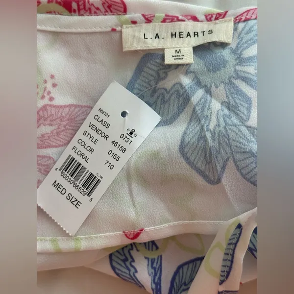 New Pacsun‎ LA Hearts White Pink Blue Floral Halter Tank Top Size Medium - Image 2