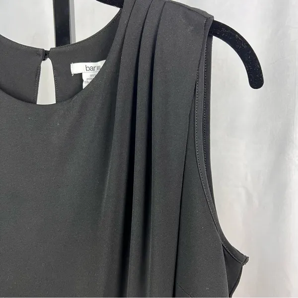 bar III Dress Womens Medium Black Drapey Sleeveless Keyhole Button Cocktail Midi - Image 5