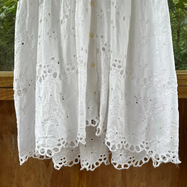 Anthropologie Women's Tallulah Lace Eyelet Dress White Size SP - Image 4