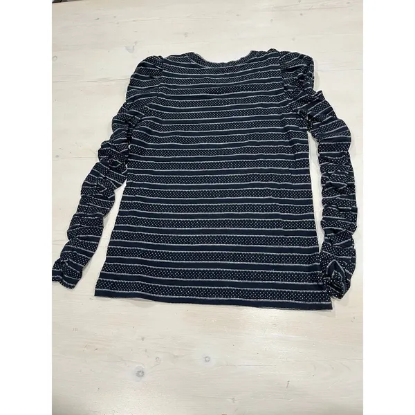 LOFT XS Cinched ruffled knit‎ long sleeve top - Image 4