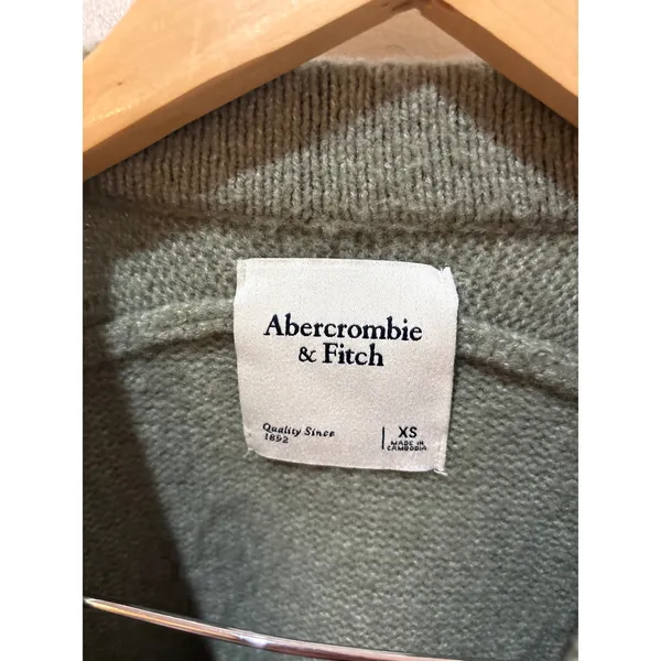 Abercrombie & Fitch XS Sage Green Wool Blend Crewneck Sweater Long Sleeve Ribbed - Image 2