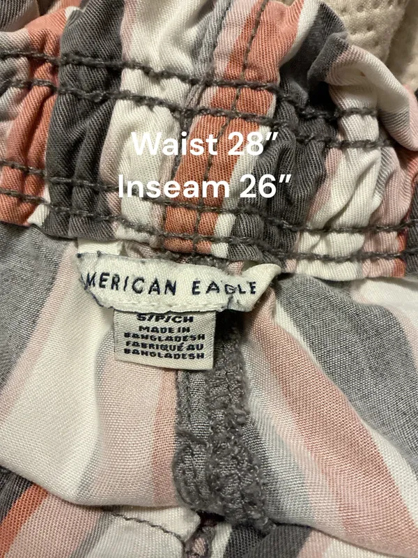 American Eagle Striped Paperbag Waist Joggers Small Cotton Blend - Image 3