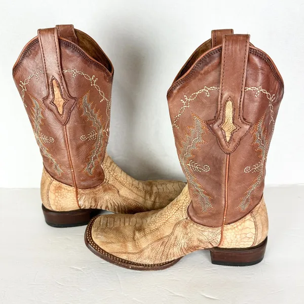 Resistol Ranch Lucchese Women's Genuine Ostrich Leg Cowboy Boots Size 7 Exotic - Image 4