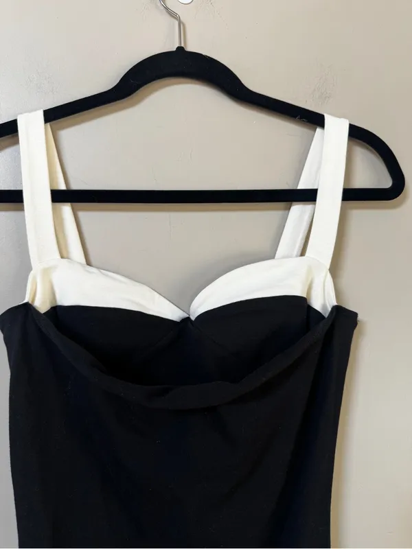 Reformation Black Midi Dress with White Straps - Image 10