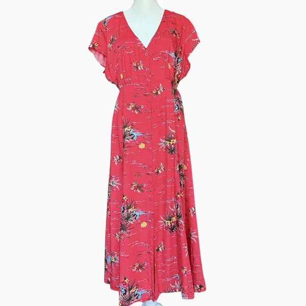 Reformation Jeans‎ Denise Fiji Midi Dress Sz L - Image 3