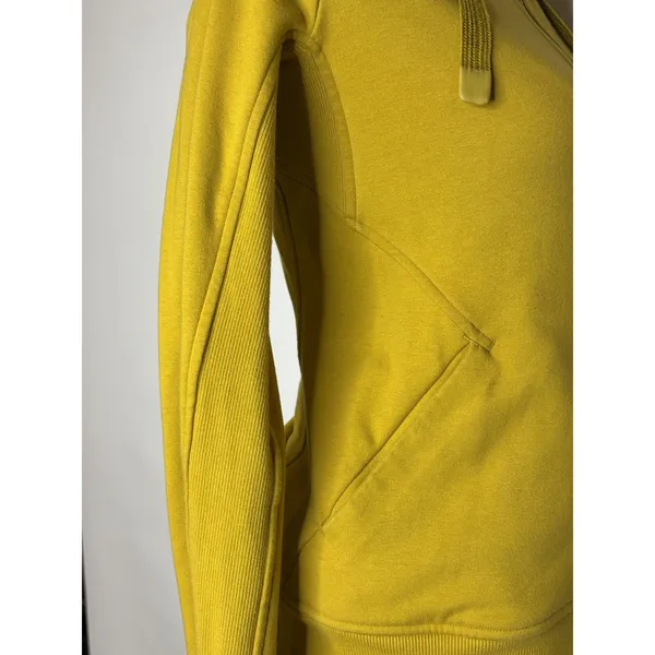 Athleta Triumph Hoodie Mustard Yellow Full Zip Sweatshirt XS TP Thumbholes - Image 4
