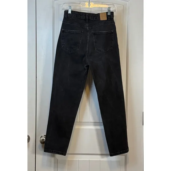 Zara Womens High Waisted Mom Jeans Washed Black Denim Straight Leg Size 4 EUR 36 - Image 3