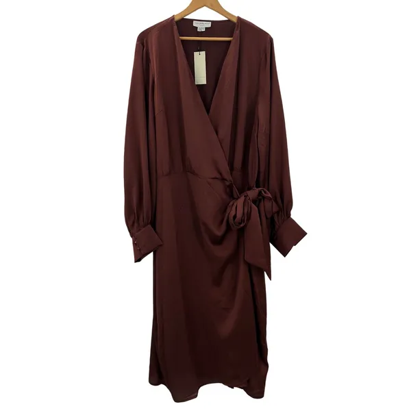 Never Fully Dressed Coco Wrap Dress Curve Brown Long‎ Sleeve Midi NWT Size US 18 - Image 2