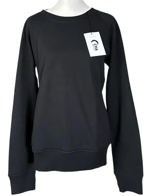 Zyia Active Oh So Soft Pocket Crewneck Sweatshirt Black Size XL - Image 2