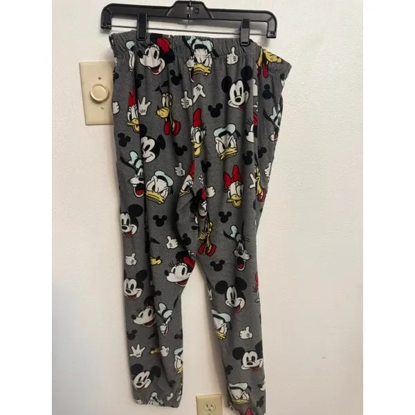 Disney Mickey and Friends Grey Fleece Pajama Pants M 8-10 Joggers - Image 2