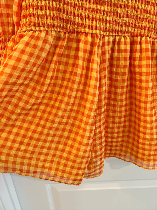 Day + Moon Gingham Romper Orange Yellow Size L - Image 11