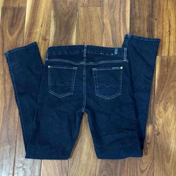 7 For All Mankind Dark Indigo Straight Leg Jeans - Image 2