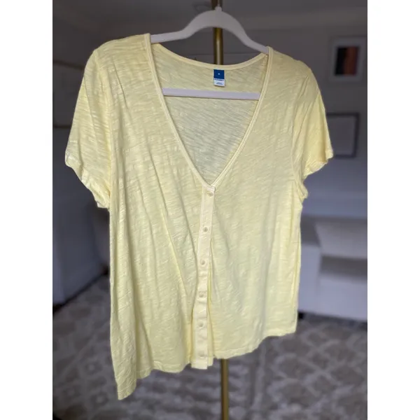Old Navy Cardigan Buttery Yellow Button Front Tee Soft Summer Lounge Spring Vaca - Image 2