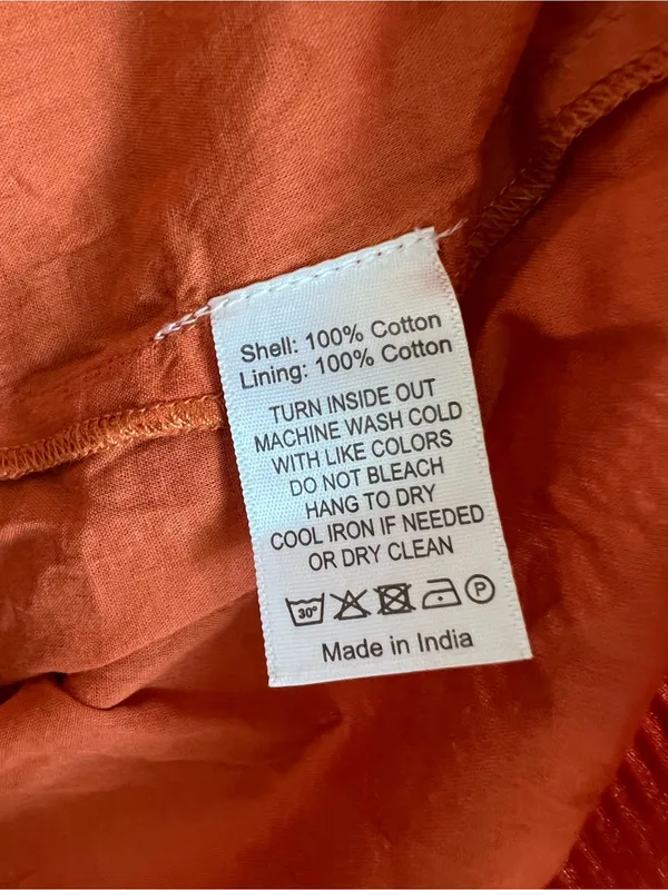 NWT‎ Never a Wallflower High Neck Dress Orange Seersucker Ruffle Puff Sleeve - Image 4