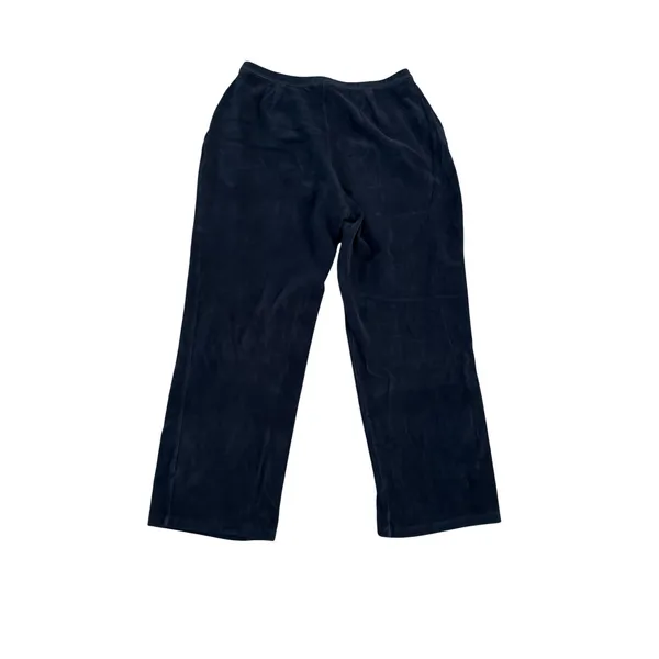 LL Bean Navy Blue Corduroy Wide Leg Pull On Pants Large Petite Stretch - Image 2