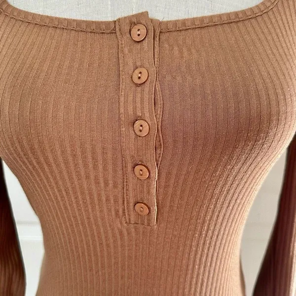 Princess Polly brown button long sleeved bodysuit - Image 11