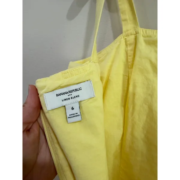 Banana Republic Yellow Linen‎ Blend Fit & Flare Mini Dress Size 6 - Image 6