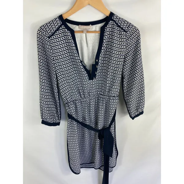 Banana Republic Chain Riveria Dress Tie Waist V Neck Size 0 - Image 2