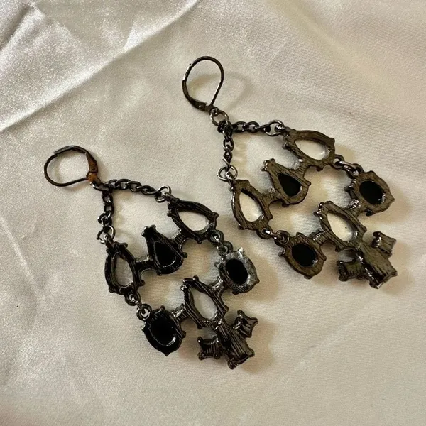 Black zebra statement earrings - Image 4