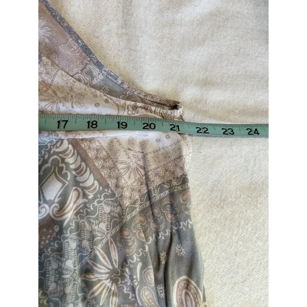 Free People Intimately Paisley Gray/Cream Size L Halter Mini Slip Dress V Back - Image 5