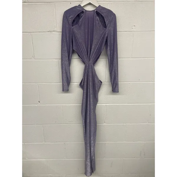 Bronx & Banco Sz M Purple Amara Lilac Cut Out Metallic Long Sleeve Maxi Dress - Image 4