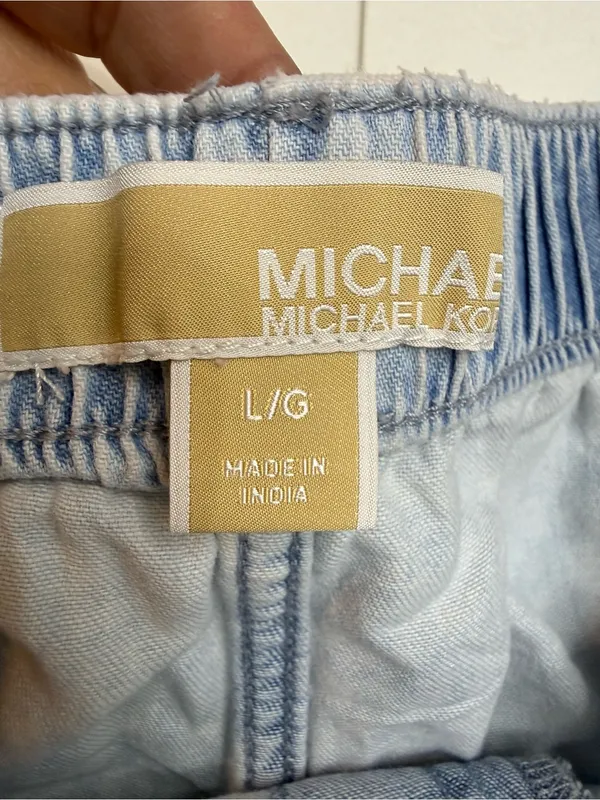 Michael Kors Light Blue Wide-Leg Drawstring Jeans size L - Image 8
