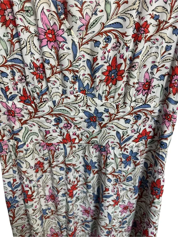 LOFT Floral Flutter Sleeve Midi Pocket Dress size 4 cute w/a Jean jacket - Image 5