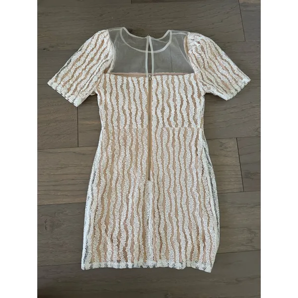 Lulus White Embroidered Mesh Mini Dress Short Sleeve - Image 3