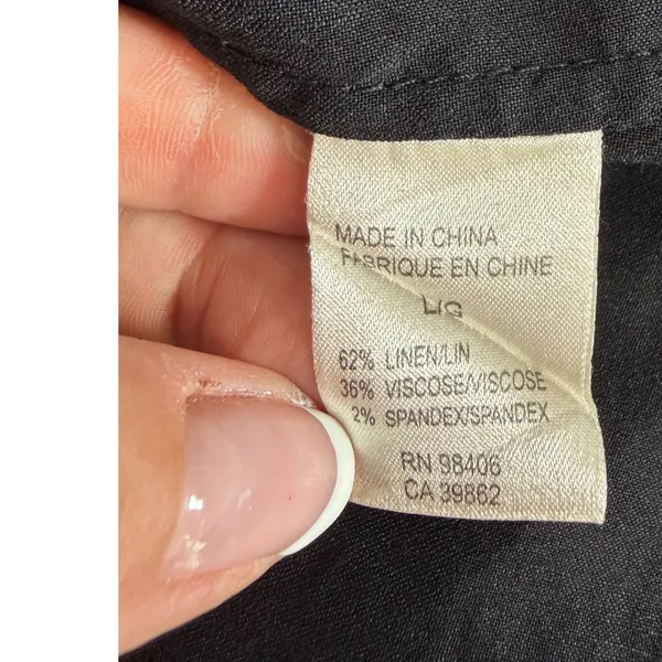 Theory Kenta Black Linen Blend Tie Front Vest Sleeveless Top V-Neck L - Image 5