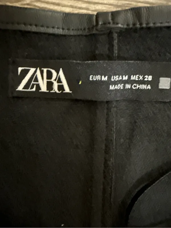 Zara Black Faux Leather Pleated Sleeveless Mini Dress Size M - Image 7
