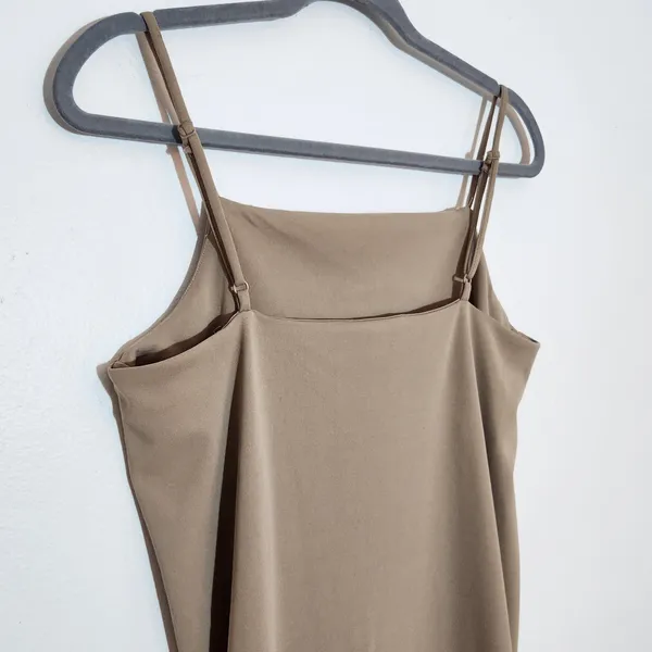 H&M Khaki Fitted Midi Slip Dress Size Small NWT Flaws - Image 4