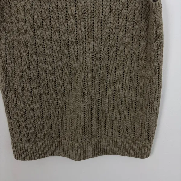 Loft Open Knit Sweater Vest Tank Scoop Neck Pullover Pointelle Coastal Size XL - Image 5