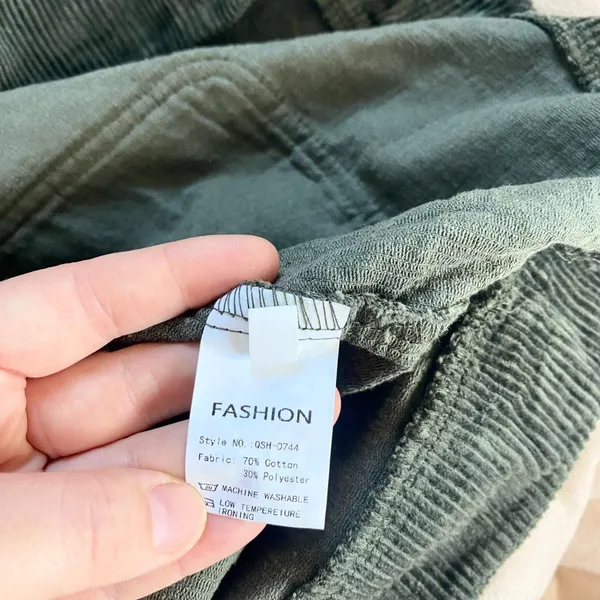 Source Unknown Y2K Corduroy Overall Dress Open Back Cute Pockets M Dark Green NEW - Image 7