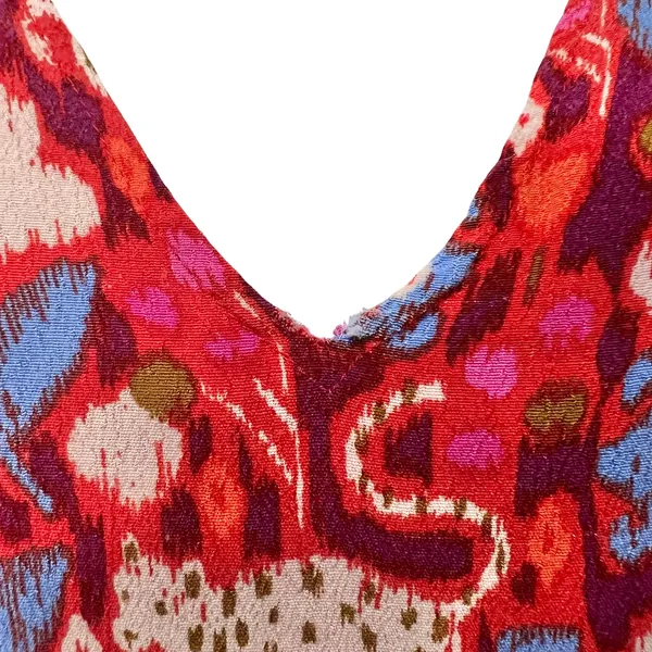 Anthropologie Pink Red Blue Ruffle Flutter Sleeve Dress size S Boho Tomato Girl - Image 6