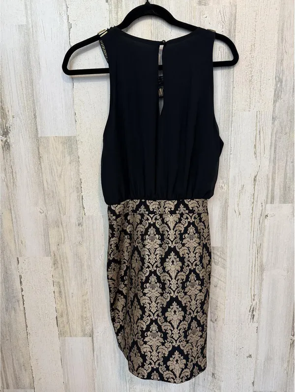 Women's XS Black Gold Brocade Beaded Collar Cocktail Dress - Image 5