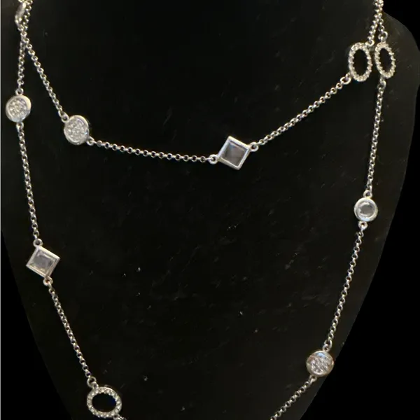 LIA SOPHIA Delicate Silver Station Necklace - 24”Long Layering Chain - Image 2