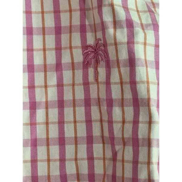 Lilly Pulitzer Women Pink Orange Plaid Cotton Long Sleeve Collar Button Up Top 2 - Image 2