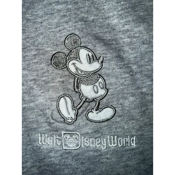 Walt Disney World Full Zip Sherpa Gray Hoodie Embroidered Mickey Mouse XL jacket - Image 3